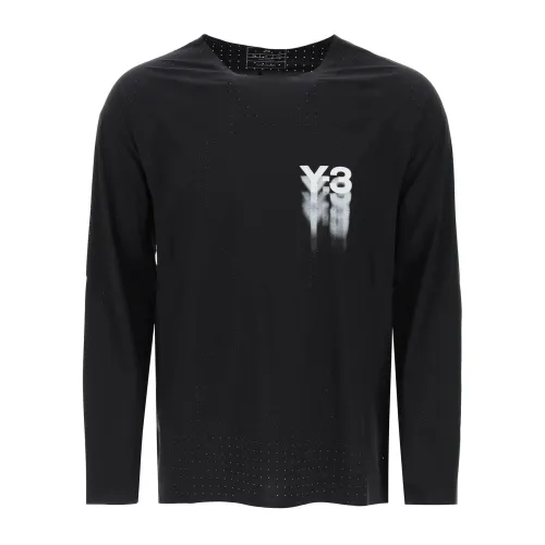 Y-3 , Y-3 long-sleeved technical jersey t-shirt for ,Black male, Sizes: