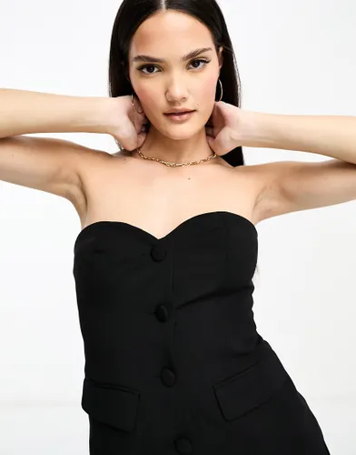Y. A.S bandeau button through tailored waistcoat co-ord in black