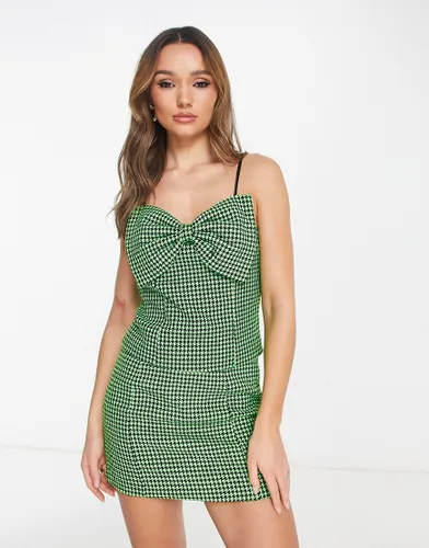 Y. A.S bow front houndstooth cami top co-ord in green