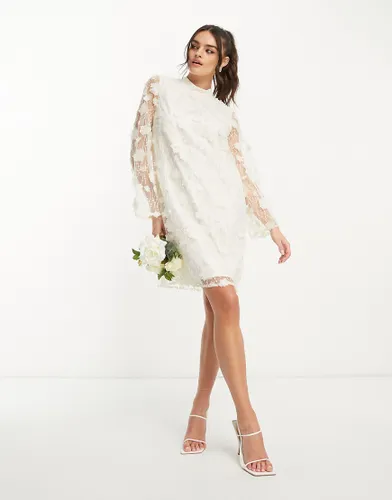 Y. A.S Bridal 3D floral mini dress in white