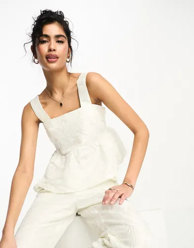 Y. A.S Bridal jacquard peplum top co-ord in white