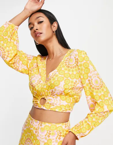 Y. A.S crop top co-ord with ring detail in yellow