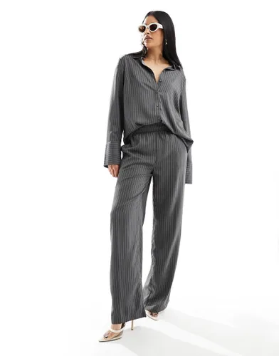 Y. A.S elasticated waistband trouser co-ord in pinstripe-Grey