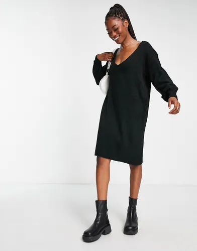 Y. A.S. Emmy deep v-neck knitted dress in black