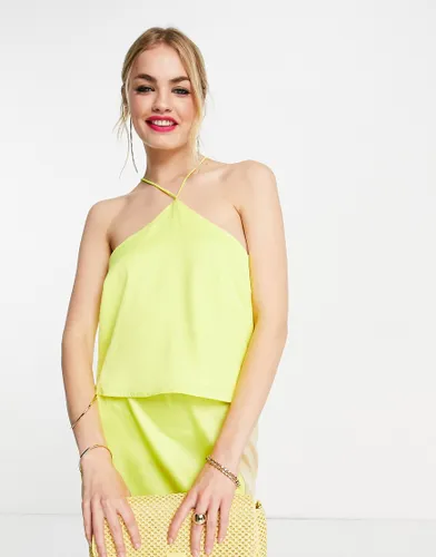 Y. A.S halter neck satin top co-ord in yellow