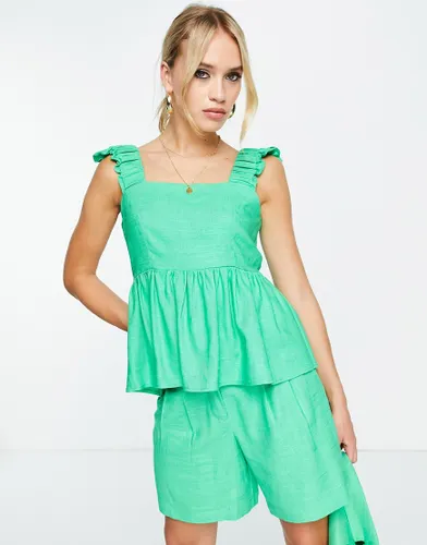 Y. A.S peplum square neck top co-ord in green