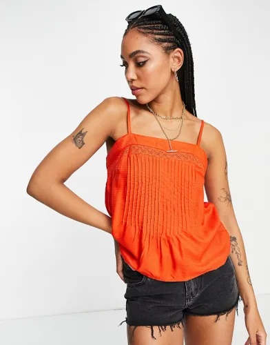 Y. A.S pleated front cami top co-ord in bright orange