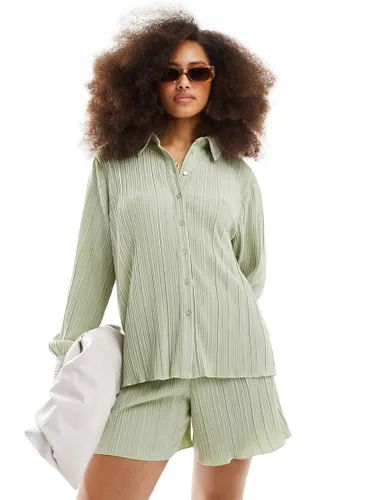 Y. A.S plisse shirt co-ord in sage green