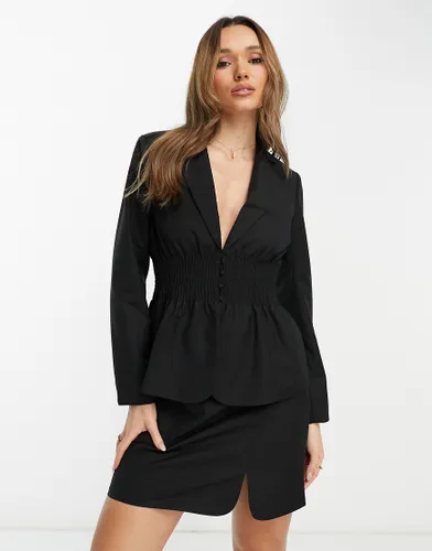 Y. A.S. ruched waist tailored blazer co-ord in black