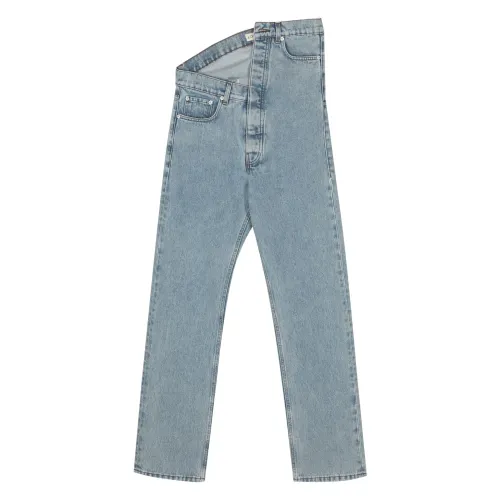 Y/Project , Asymmetric -Cotton Jeans ,Blue male, Sizes:
