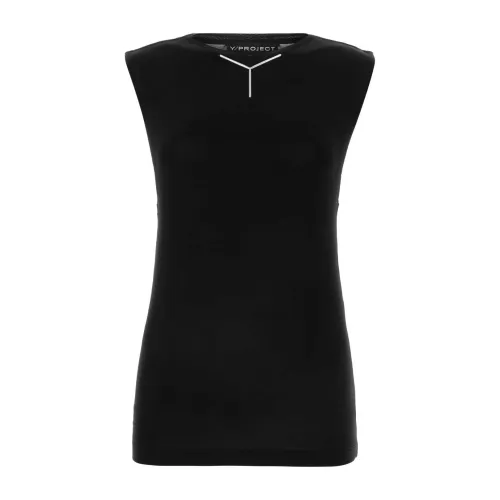 Y/Project , Black stretch viscose top ,Black female, Sizes: