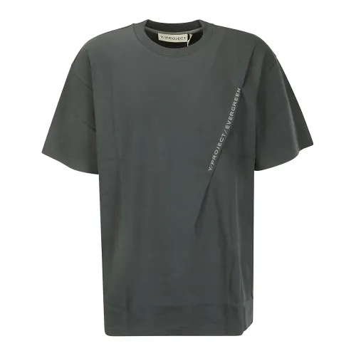 Y/Project , Evergreen Pinched Logo Tee ,Gray male, Sizes: