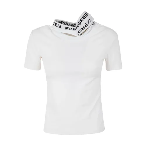 Y/Project , Evergreen Triple Collar T-Shirt ,White female, Sizes: