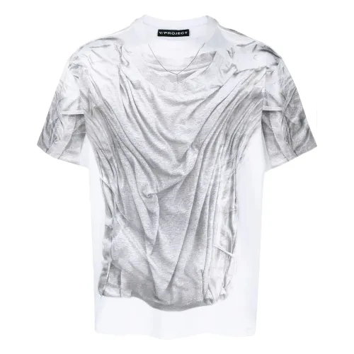 Y/Project , Graphic Print Cotton Tee ,White male, Sizes: