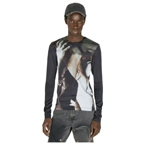 Y/Project , Graphic Print Long Sleeve T-Shirt ,Black male, Sizes: