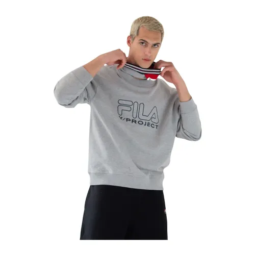 Y/Project , Grey Cutout Back Sweatshirt by Y/Project X Fila ,Gray male, Sizes: