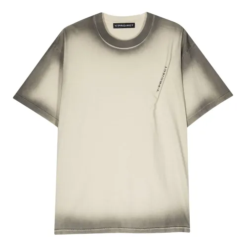 Y/Project , Pleat-Detail Cotton T-Shirt ,Beige male, Sizes: