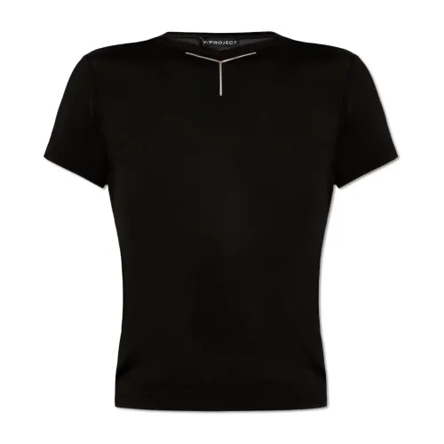 Y/Project , T-shirt with logo ,Black female, Sizes: