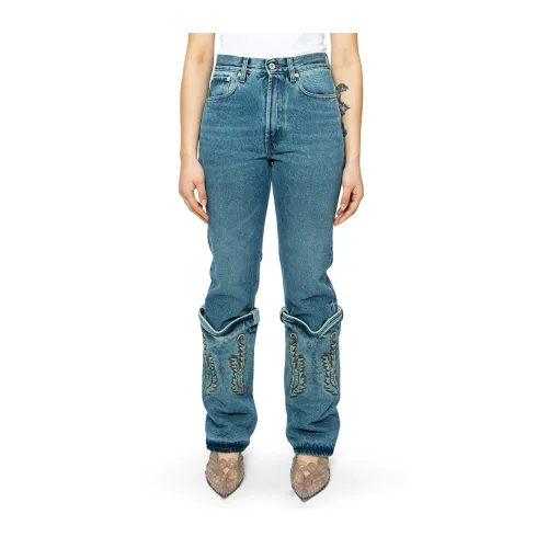 Y/Project , Vintage Blue Mini Cowboy Cuff Jeans ,Blue female, Sizes: