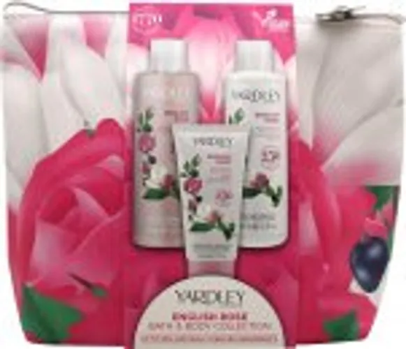 Yardley English Rose Gift Set 100ml Body Wash + 100ml Body Lotion + 50ml Hand Cream + Bag