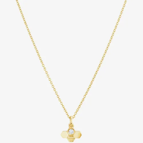 Yellow Gold Plated Cubic Zirconia Tiny Bee Pendant Necklace BP1-YGP-CZ
