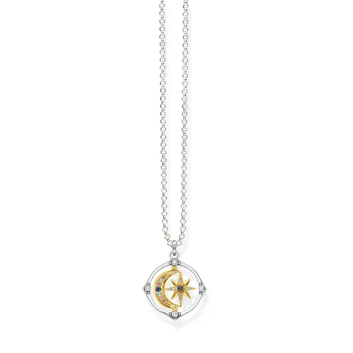 Yellow Gold Plated & Sterling Silver Moon & Star Pendant