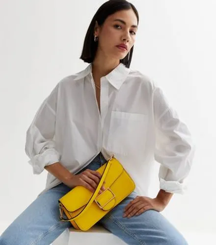 Yellow Leather-Look Baguette Chain Shoulder Bag New Look