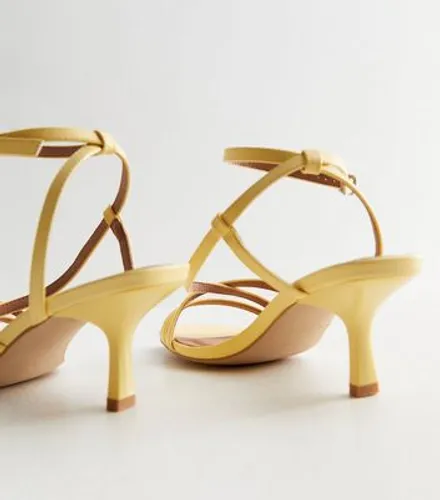 Yellow Leather-Look Strappy Stiletto Kitten Heel Sandals New Look