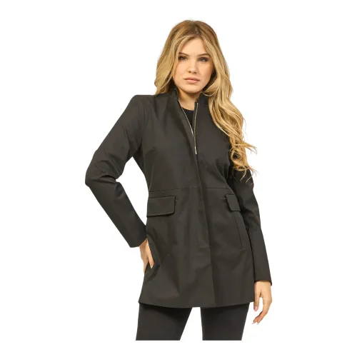 YES ZEE , Long Black Zip-Up Coat ,Black female, Sizes: