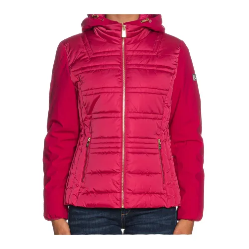 YES ZEE , Short Shiny Puffer Jacket for Women ,Pink female, Sizes: