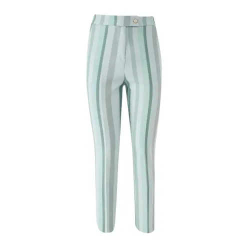 YES ZEE , Striped High-Waisted Slim Fit Pants ,Green female, Sizes: