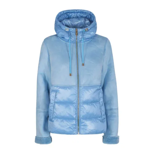 YES ZEE , Women Ecomontone Puffer Jacket ,Blue female, Sizes: