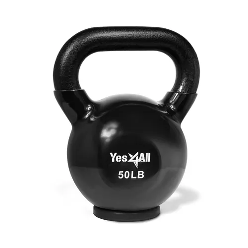Yes4All M5PF Vinyl Coated Cast Iron Kettlebell with