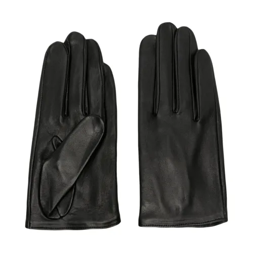 Yohji Yamamoto , Black Leather Gloves Twill Lined ,Black female, Sizes: