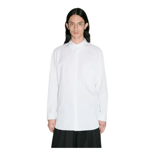 Yohji Yamamoto , Broad A-Ashymme Notched Shirt ,White male, Sizes: