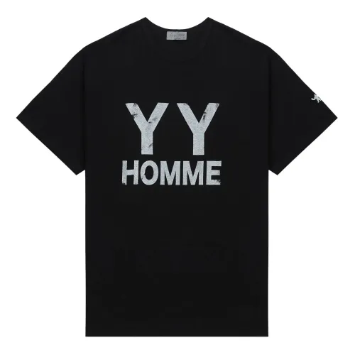 Yohji Yamamoto , Logo-Print Cotton T-Shirt ,Black male, Sizes: