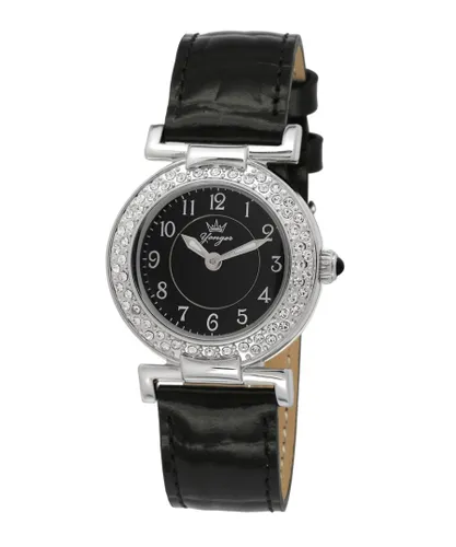 Yonger & Bresson Womens and Black Dial Band Watch Leather - One Size