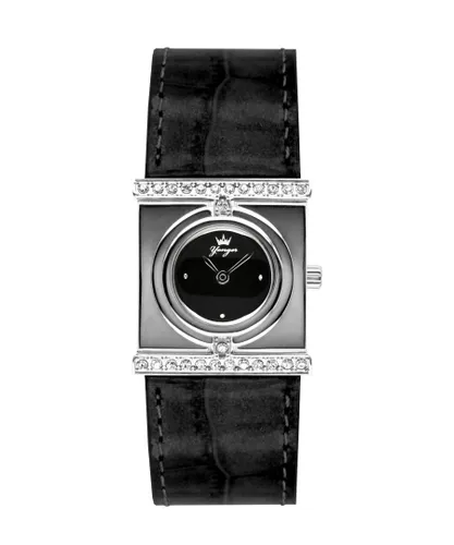 Yonger & Bresson Womens and Black Dial Diamonds Watch Leather - One Size