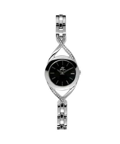 Yonger & Bresson Womens and Black Dial Silver Stainless Steel Watch - One Size