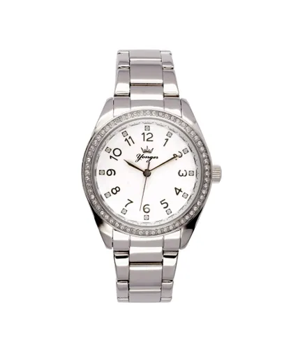Yonger & Bresson Womens and Bresson: Silver Stainless Steel Watch with White Dial - One Size