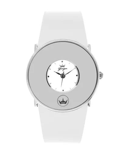 Yonger & Bresson Womens and Bresson: White Dial Silver Watch Leather - One Size