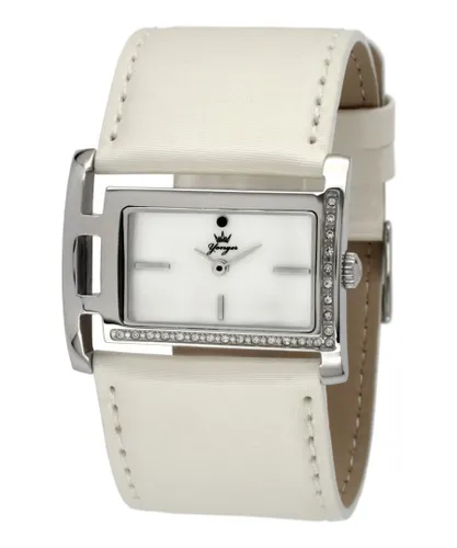 Yonger & Bresson Womens and Bresson: White Leather Watch with Silver Bezel - One Size