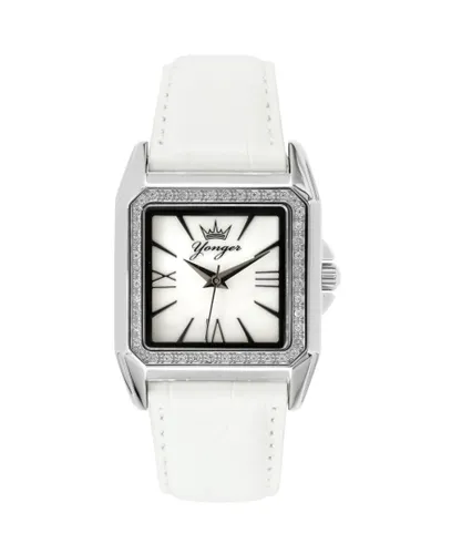 Yonger & Bresson Womens and Bresson: White Watch with Diamonds Leather - One Size