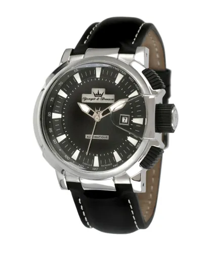 Yonger Mens Black Dial Band Watch Leather - One Size