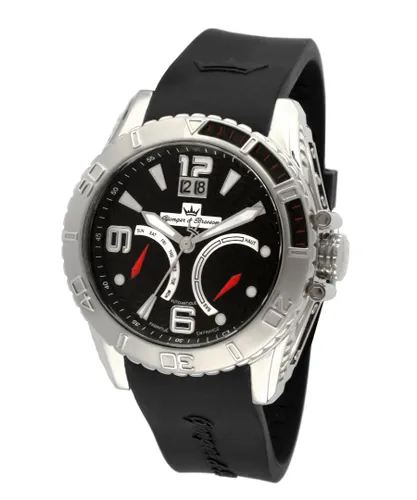 Yonger Mens Black Dial with Silver Case Watch Rubber - One Size