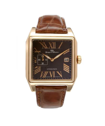 Yonger Mens Brown Dial Leather Roman Numerals Watch - One Size