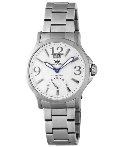 Yonger Mens Silver Stainless Steel White Dial Date Watch - One Size