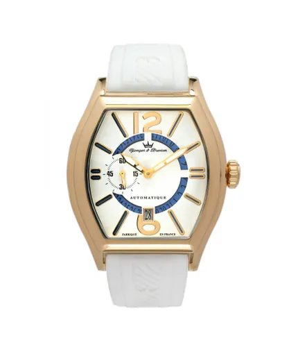 Yonger Mens White Dial Gold Watch Rubber - One Size