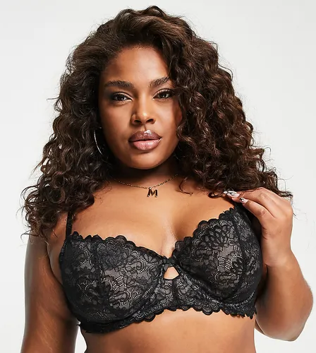 Yours lace underwired bra in black
