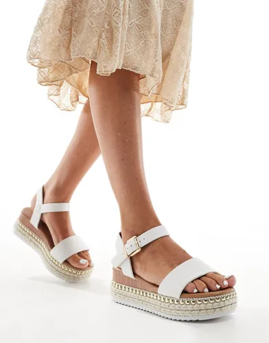 Yours natural chunky sandals in contrast white strap